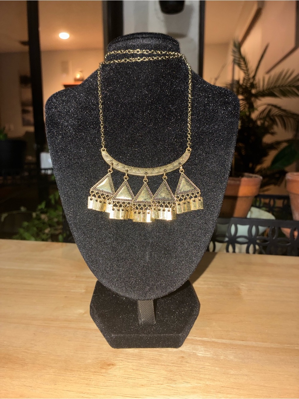 Gold Tribal Fringe Pendant Necklace - Women Jewelry